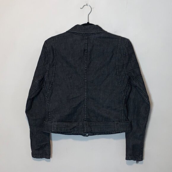 Harley Davidson Denim Moto Jacket Dark Gray Slim Fitted Full Zip Women's Size M - Picture 2 of 6